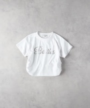 VIVIAN BLUE(ヴィヴィアンブルー)【キッズ】ラメ付サイドシャーリング短丈Ｔシャツ