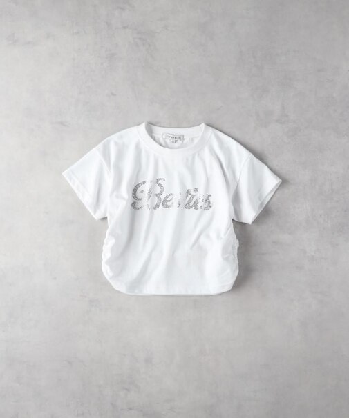 VIVIAN BLUE(ヴィヴィアンブルー)【キッズ】ラメ付サイドシャーリング短丈Ｔシャツ