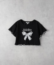 VIVIAN BLUE(ヴィヴィアンブルー)【キッズ】リボンレース風プリントＴシャツ