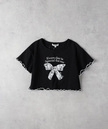 VIVIAN BLUE(ヴィヴィアンブルー)【キッズ】リボンレース風プリントＴシャツ