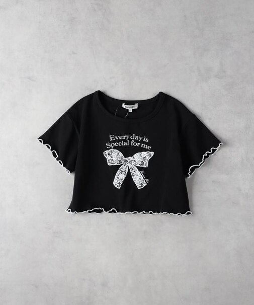 VIVIAN BLUE(ヴィヴィアンブルー)【キッズ】リボンレース風プリントＴシャツ
