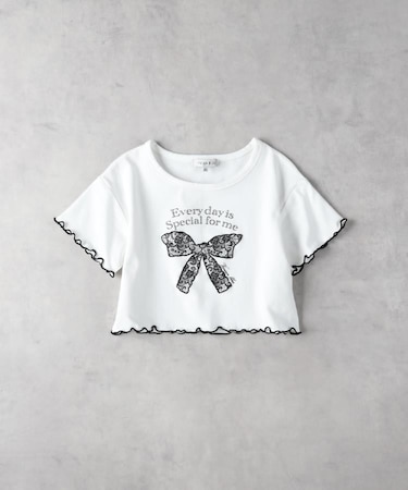 VIVIAN BLUE(ヴィヴィアンブルー)【キッズ】リボンレース風プリントＴシャツ