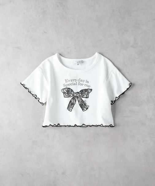 VIVIAN BLUE(ヴィヴィアンブルー)【キッズ】リボンレース風プリントＴシャツ