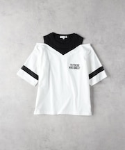 VIVIAN BLUE(ヴィヴィアンブルー)【キッズ】肩あきフロッキープリントTシャツ
