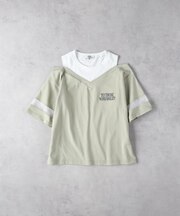 VIVIAN BLUE(ヴィヴィアンブルー)【キッズ】肩あきフロッキープリントTシャツ