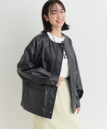 HONEYSUCKLE ROSE(ハニーサックルローズ)フェイクレザーノーカラーJK