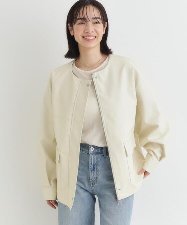 HONEYSUCKLE ROSE(ハニーサックルローズ)フェイクレザーノーカラーJK