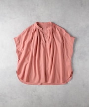 HONEYSUCKLE ROSE(ハニーサックルローズ)【レディース】【すっきり見え】リネン混スキッパーブラウス (お尻が隠れる着丈/体型カバー）