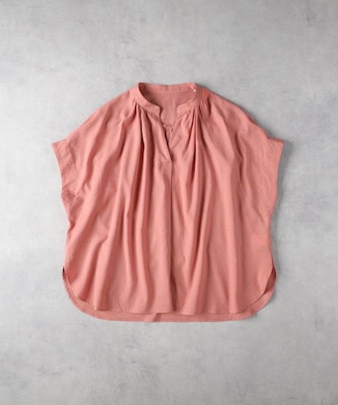 HONEYSUCKLE ROSE(ハニーサックルローズ)【レディース】【すっきり見え】リネン混スキッパーブラウス (お尻が隠れる着丈/体型カバー）