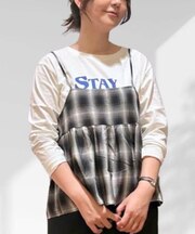 HONEYSUCKLE ROSE(ハニーサックルローズ)【レディース】【すっきり見え】オンブレチェックキャミ (トレンド/体型カバー)