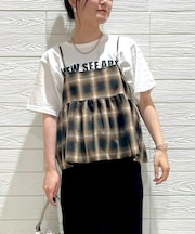 HONEYSUCKLE ROSE(ハニーサックルローズ)【レディース】【すっきり見え】オンブレチェックキャミ (トレンド/体型カバー)
