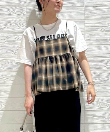 HONEYSUCKLE ROSE(ハニーサックルローズ)【レディース】【すっきり見え】オンブレチェックキャミ (トレンド/体型カバー)