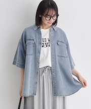 HONEYSUCKLE ROSE(ハニーサックルローズ)【レディース】ケミカル加工ワーク半袖シャツ/セットアップ対応