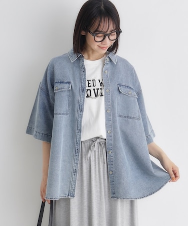 HONEYSUCKLE ROSE(ハニーサックルローズ)【レディース】ケミカル加工ワーク半袖シャツ/セットアップ対応