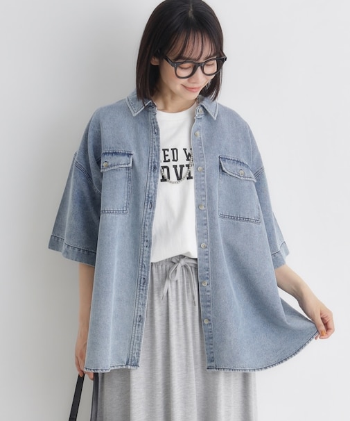 HONEYSUCKLE ROSE(ハニーサックルローズ)【レディース】ケミカル加工ワーク半袖シャツ/セットアップ対応