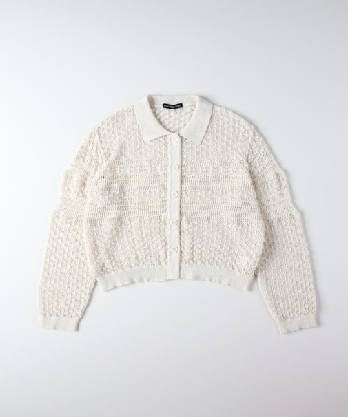 HONEYSUCKLE ROSE(ハニーサックルローズ)レース編みニットポロカーディガン