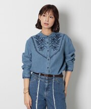 SOMETHING(サムシング)【レディース】コード刺繍デニムブラウス