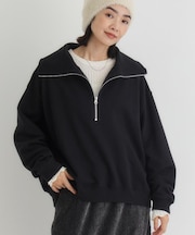 HONEYSUCKLE ROSE(ハニーサックルローズ)【レディース】【すっきり見え】ハーフジップスウェットプルオーバー（小顔効果/体型カバー）