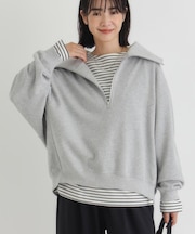 HONEYSUCKLE ROSE(ハニーサックルローズ)【レディース】【すっきり見え】ハーフジップスウェットプルオーバー（小顔効果/体型カバー）
