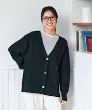 HONEYSUCKLE ROSE(ハニーサックルローズ)【レディース】【体のラインを拾いにくい】畦編みニットカーディガン