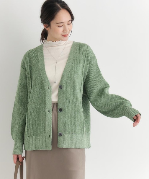 HONEYSUCKLE ROSE(ハニーサックルローズ)【レディース】【体のラインを拾いにくい】畦編みニットカーディガン