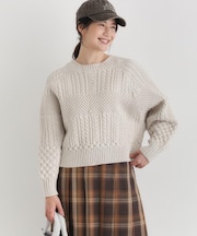 HONEYSUCKLE ROSE(ハニーサックルローズ)【レディース】ケーブルショートセーター