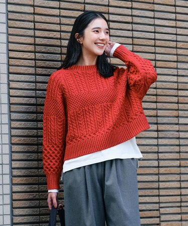 HONEYSUCKLE ROSE(ハニーサックルローズ)【レディース】ケーブルショートセーター