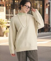 HONEYSUCKLE ROSE(ハニーサックルローズ)【レディース】ボリュームモックネックセーター(6色展開/ゆったりシルエット/ヒップ周りカバー)