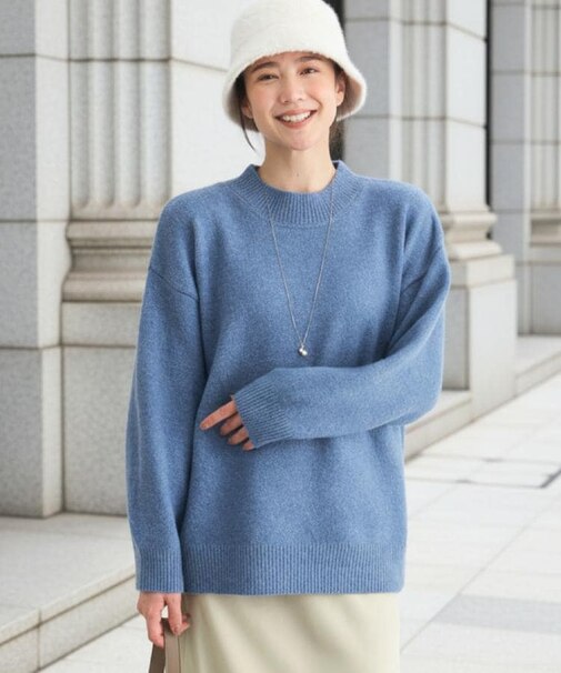HONEYSUCKLE ROSE(ハニーサックルローズ)【レディース】ボリュームモックネックセーター(6色展開/ゆったりシルエット/ヒップ周りカバー)
