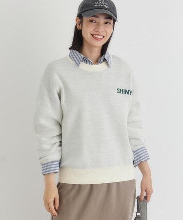 HONEYSUCKLE ROSE(ハニーサックルローズ)【レディース】【スウェット感覚のニット】「やわラク」スウェットライクロゴセーター（洗濯機で洗える）