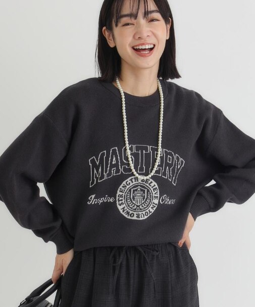 HONEYSUCKLE ROSE(ハニーサックルローズ)【レディース】【スウェット感覚のニット】「やわラク」スウェットライクロゴセーター(洗濯機で洗える)