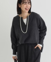 HONEYSUCKLE ROSE(ハニーサックルローズ)【レディース】「やわラク」スキッパーセーター（洗濯機で洗える/毛玉ができにくい/体型カバー）