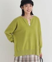HONEYSUCKLE ROSE(ハニーサックルローズ)【レディース】「やわラク」スキッパーセーター(洗濯機で洗える/毛玉ができにくい/体型カバー)