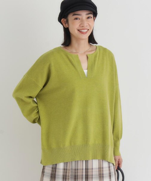 HONEYSUCKLE ROSE(ハニーサックルローズ)【レディース】「やわラク」スキッパーセーター(洗濯機で洗える/毛玉ができにくい/体型カバー)