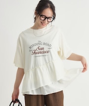 ピグメント加工切替ロゴTシャツ