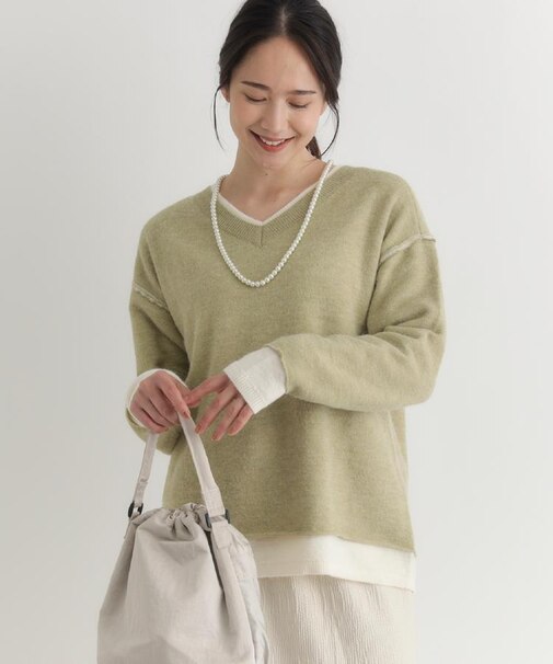 HONEYSUCKLE ROSE(ハニーサックルローズ)【レディース】フェイクレイヤードＶネックセーター