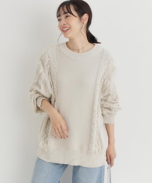 HONEYSUCKLE ROSE(ハニーサックルローズ)【レディース】ケーブルフリンジセーター
