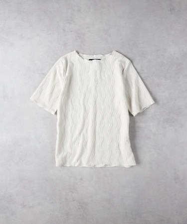 HONEYSUCKLE ROSE(ハニーサックルローズ)【レディース】ウェーブジャカード半袖Tシャツ