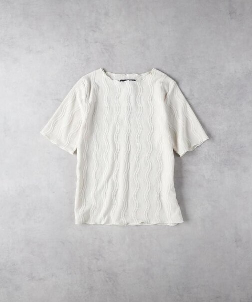 HONEYSUCKLE ROSE(ハニーサックルローズ)【レディース】ウェーブジャカード半袖Tシャツ