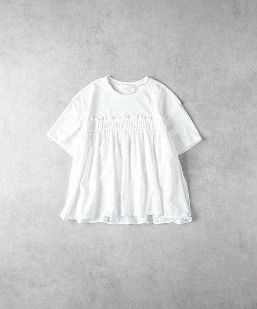 HONEYSUCKLE ROSE(ハニーサックルローズ)【レディース】「接触冷感」フロントフリルTシャツ/プレーティング天竺