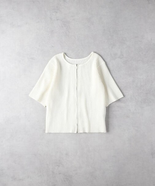 HONEYSUCKLE ROSE(ハニーサックルローズ)【レディース】フロントジップ半袖ニット