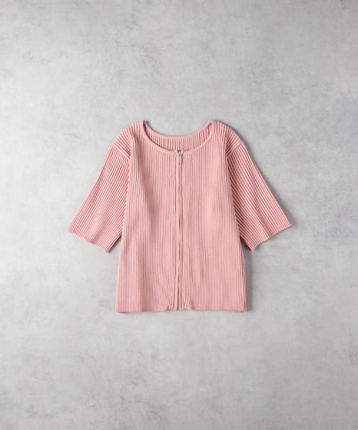HONEYSUCKLE ROSE(ハニーサックルローズ)【レディース】フロントジップ半袖ニット