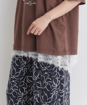 レース切替ノースリーブTシャツ