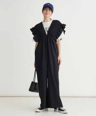 シャーリングサロペット