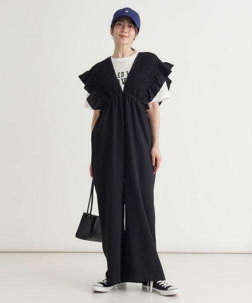シャーリングサロペット