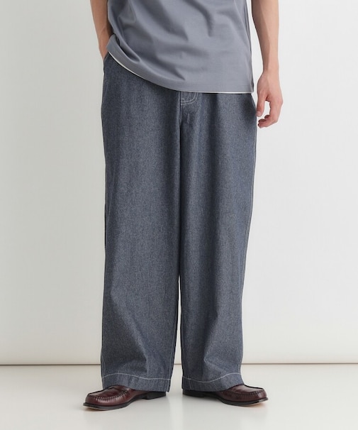 シャンブレーワイドパンツ