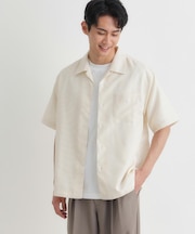 PLUS ONE(プラスワン)オックスストライプ半袖シャツ