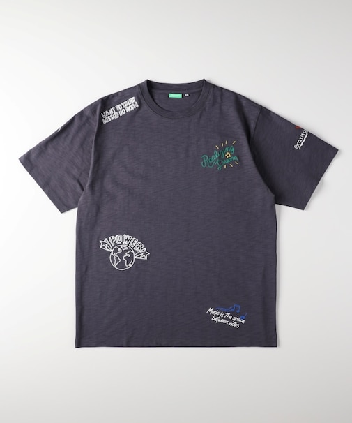 スラブ刺繍ロゴ半袖Tシャツ