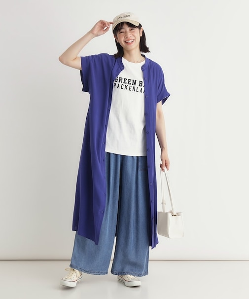 ボタンアキシャツワンピース