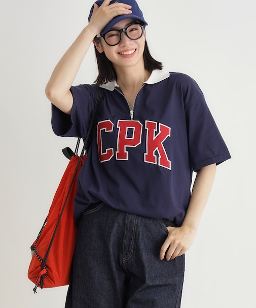 ハーフジップロゴTシャツ